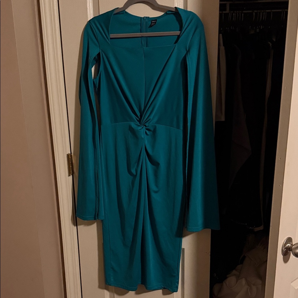 SHEIN Teal Long Sleeve Dress
